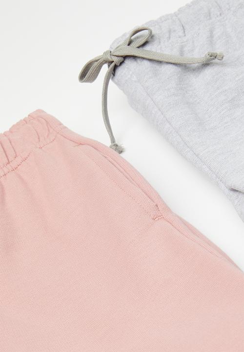 Pop Candy - 2 Pack jogger - grey mel & dusty pink
