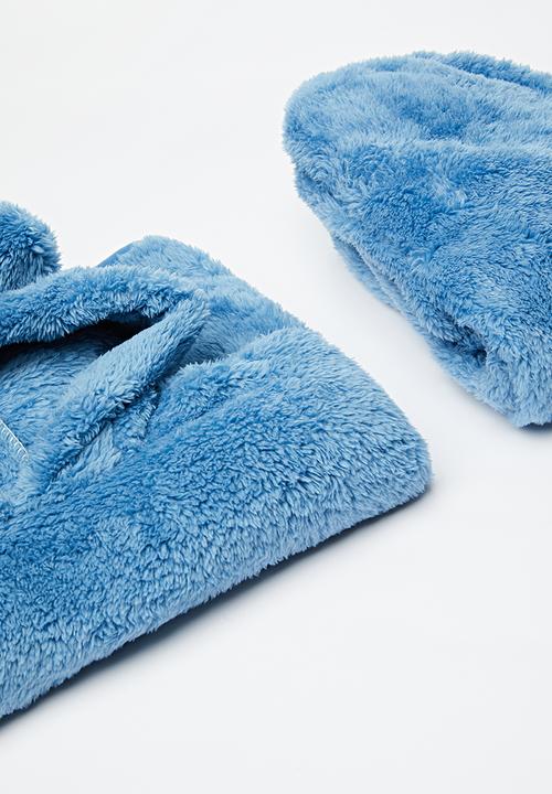Pop Candy - Hooded teddy fleece top & bottom set-blue
