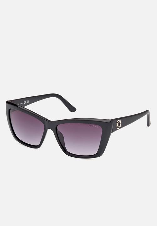 GUESS - Cat Eye Shape Sunglasses 55mm - Shiny Black