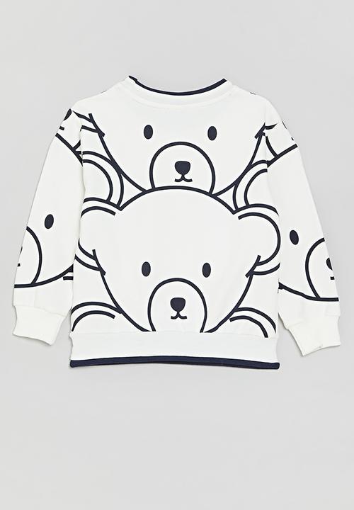 Pop Candy - Printed sweat top - white & navy 