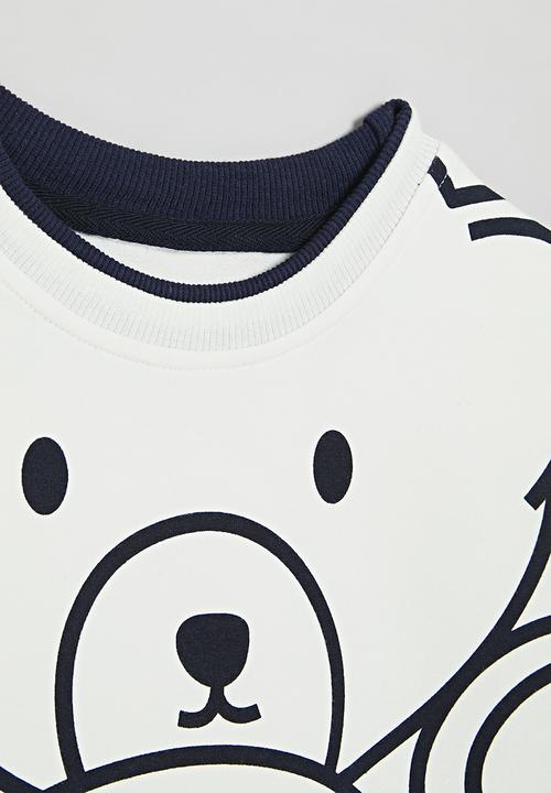 Pop Candy - Printed sweat top - white & navy 