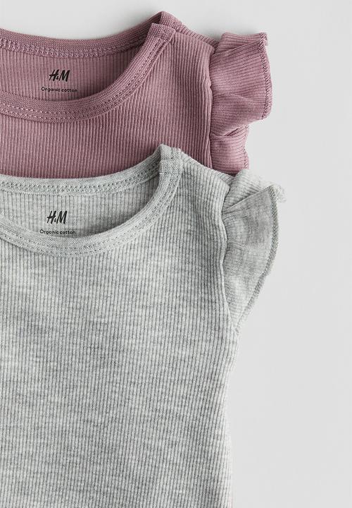 H&M - 2-Pack long-sleeved bodysuits - light grey plum