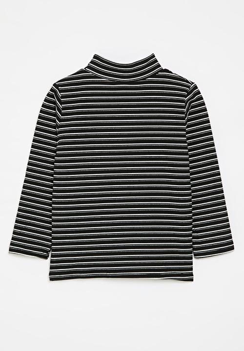 Pop Candy - Striped poloneck - black & white