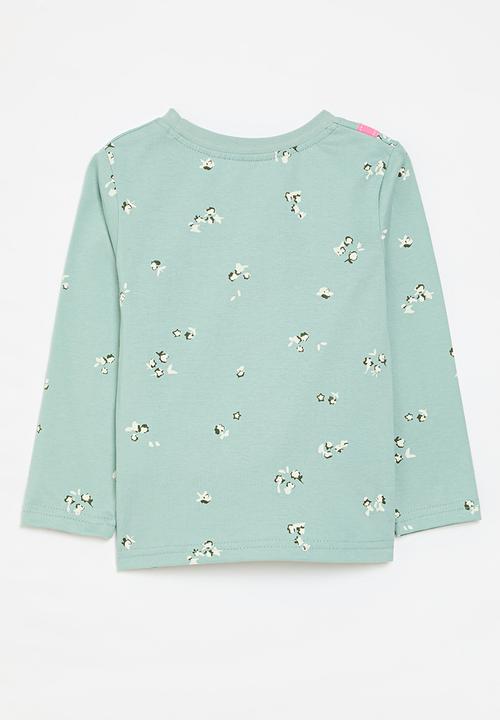 Pop Candy - Applique crew neck tee - sage green