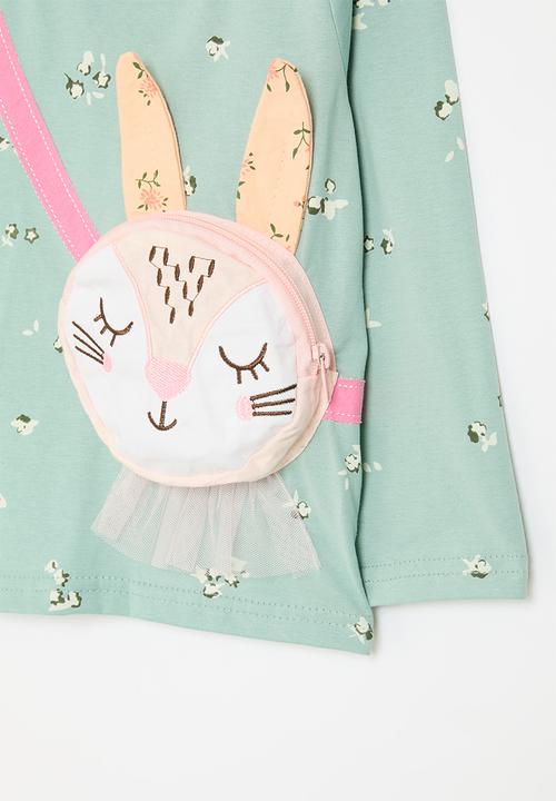 Pop Candy - Applique crew neck tee - sage green