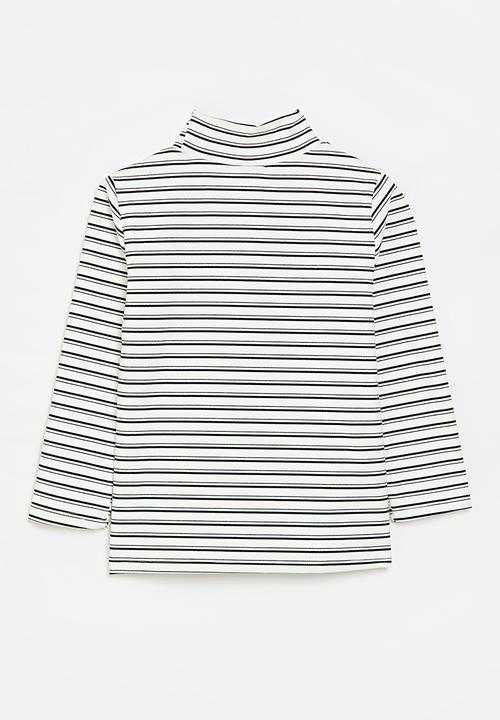 Pop Candy - Striped poloneck - grey & white