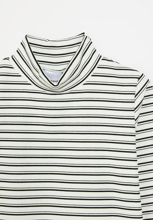 Pop Candy - Striped poloneck - grey & white