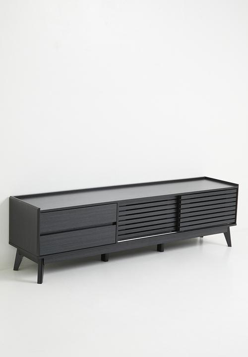 Sixth Floor - Slatted tv unit-black