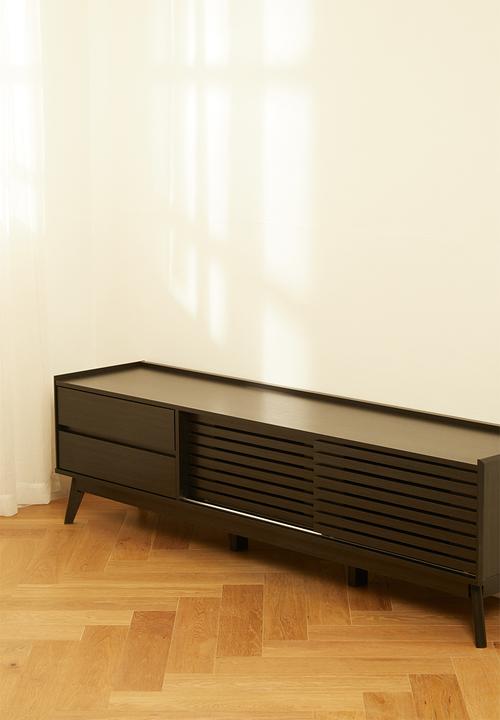 Sixth Floor - Slatted tv unit-black
