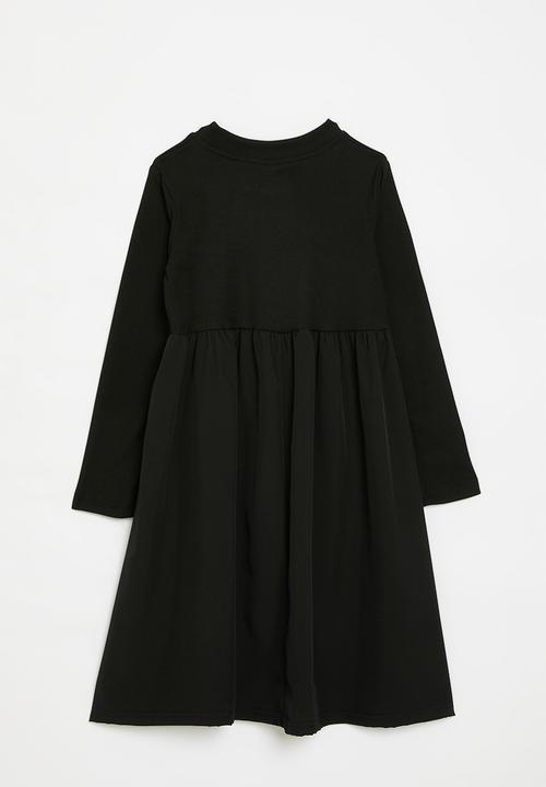 Pop Candy - Long sleeve crew neck dress-black