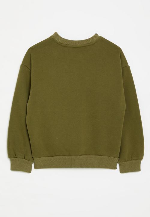 Pop Candy - Pocket décor sweat top - green & ecru