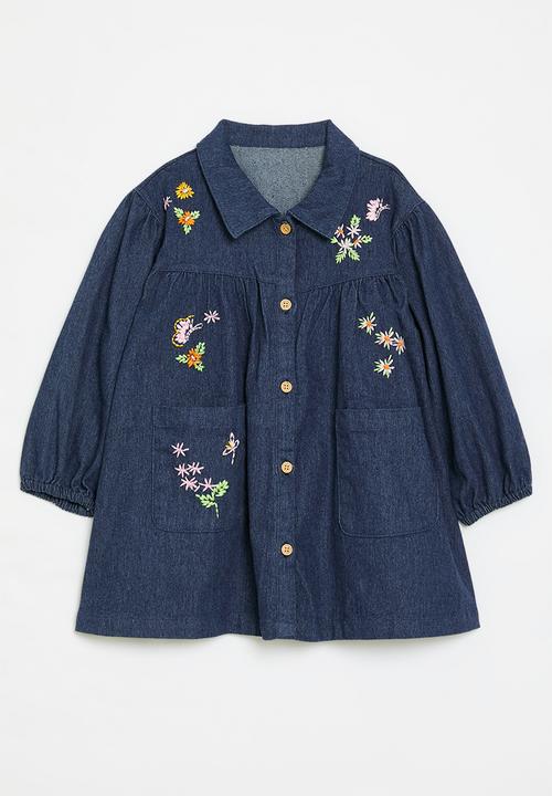Pop Candy - Button down denim dress-dark blue