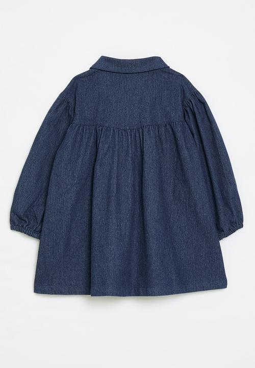 Pop Candy - Button down denim dress-dark blue