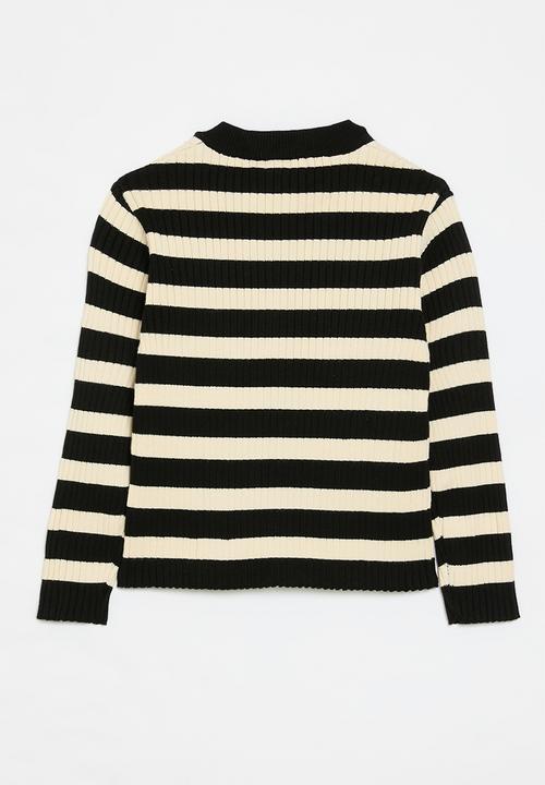 Pop Candy - Striped cardigan - black & white 