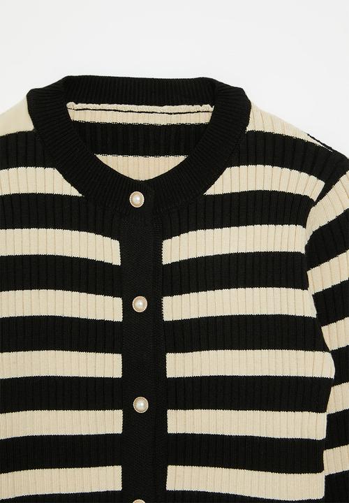 Pop Candy - Striped cardigan - black & white 