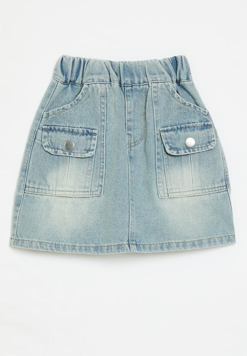 Pop Candy - Denim utility skirt-blue