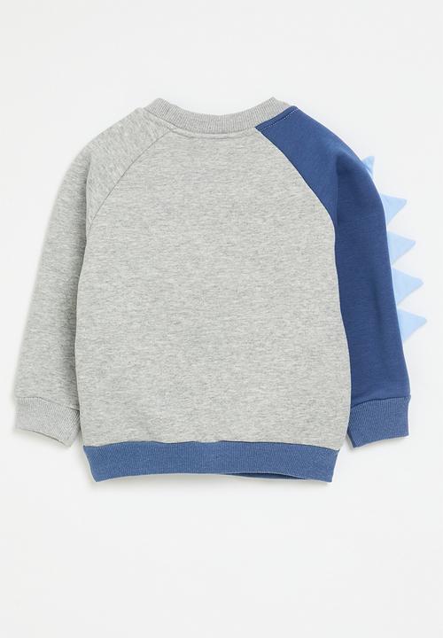 Pop Candy - Contrast sweat top - grey & blue