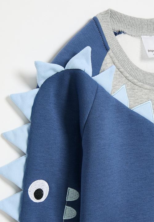Pop Candy - Contrast sweat top - grey & blue