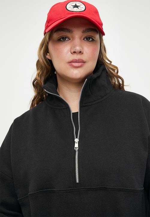 Cotton On - Plus Plush Essential Half Zip Jumper - Black