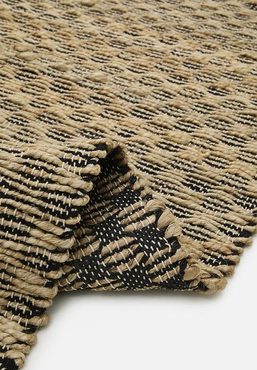 Sixth Floor - Handwoven Jute & Cotton Blend Rug - Natural & Black