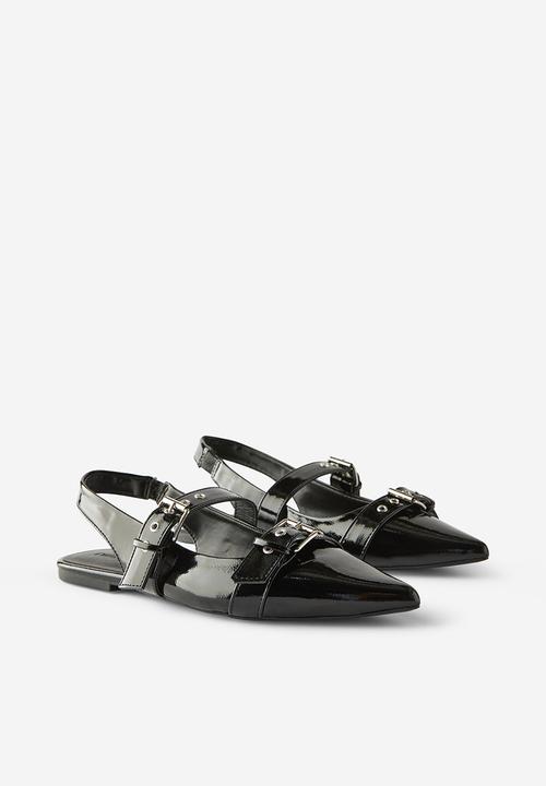Cotton On - Isla buckle slingback ballerina - black textured