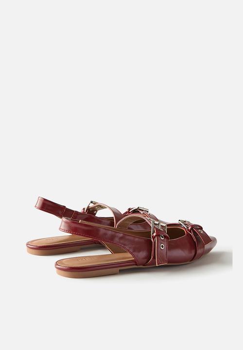 Cotton On - Isla buckle slingback ballerina - deep red textured