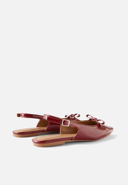 Cotton On - Isla bow slingback ballerina - berry glossy