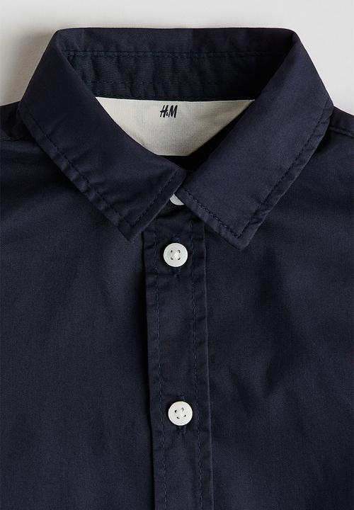 H&M - Long-sleeved cotton shirt - navy blue