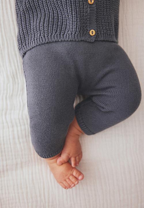 H&M - 2-piece cotton-knit set - dark dusty blue
