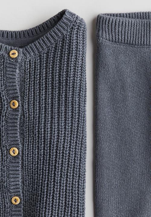 H&M - 2-piece cotton-knit set - dark dusty blue