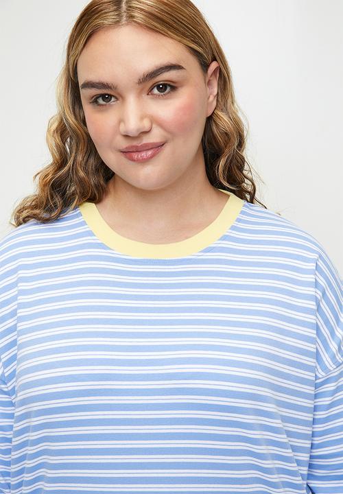 Cotton On - Plus Stripe Lounge Long Sleeve - Blue/White Stripe