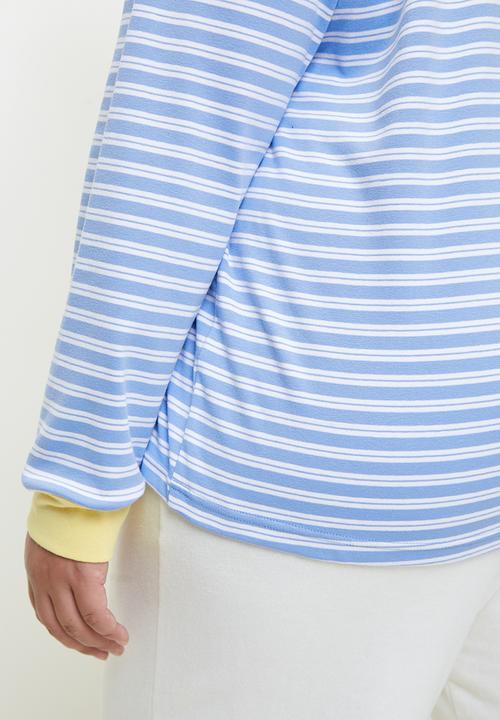 Cotton On - Plus Stripe Lounge Long Sleeve - Blue/White Stripe