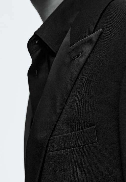 H&M - Slim fit single-breasted tuxedo jacket - black