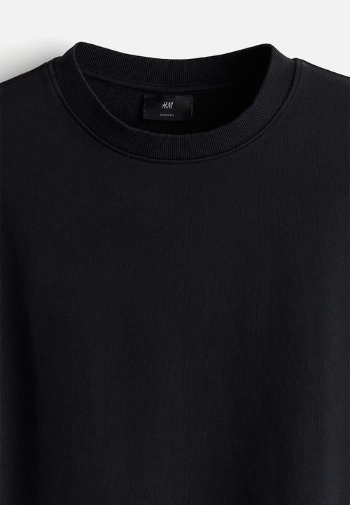 H&M - Loose fit washed cotton sweatshirt - black