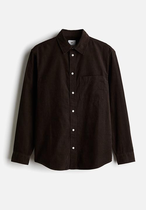 H&M - Regular fit corduroy shirt - dark brown 