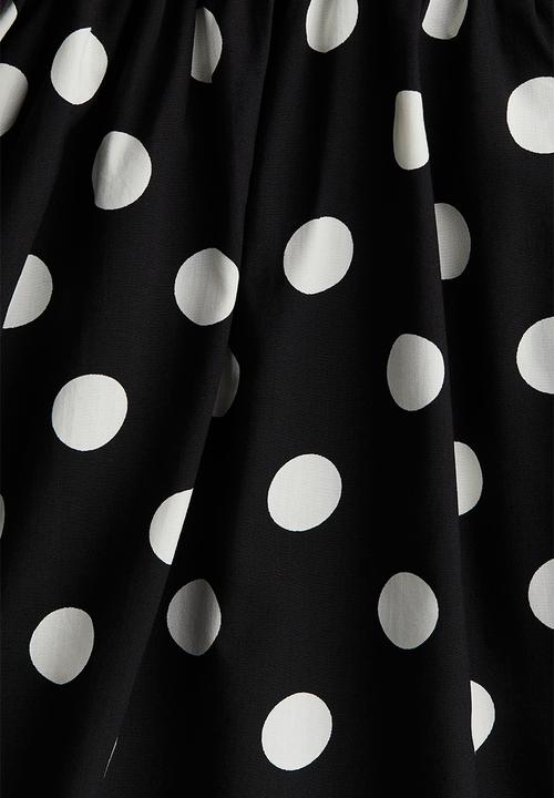 H&M - Puff-sleeved dress - black spotted