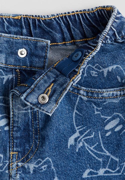 H&M - Loose fit jeans - denim blue dinosaurs
