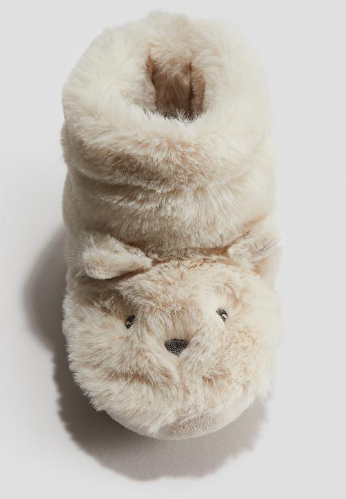H&M - Soft-sole fluffy slippers - light beige bunny
