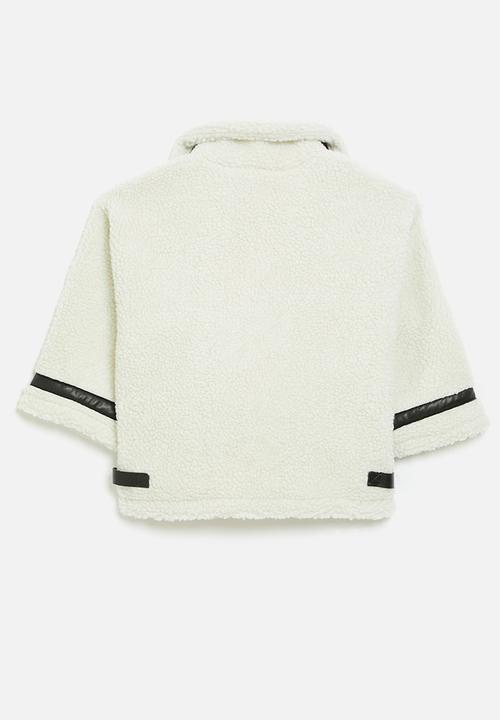 Pop Candy - Contrast fleece jacket-white