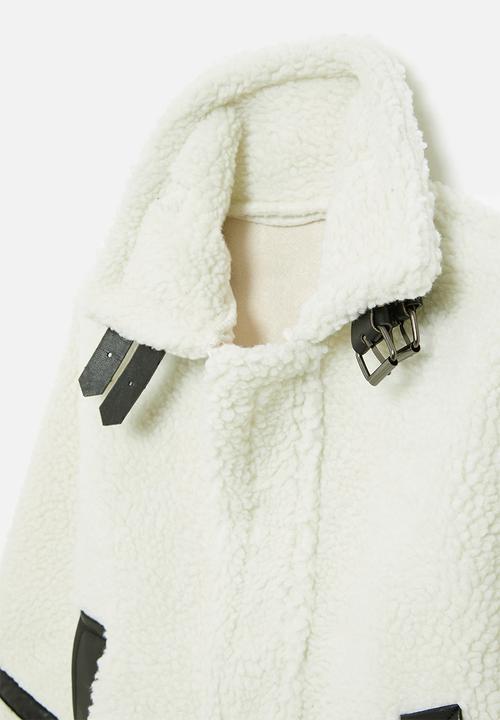 Pop Candy - Contrast fleece jacket-white