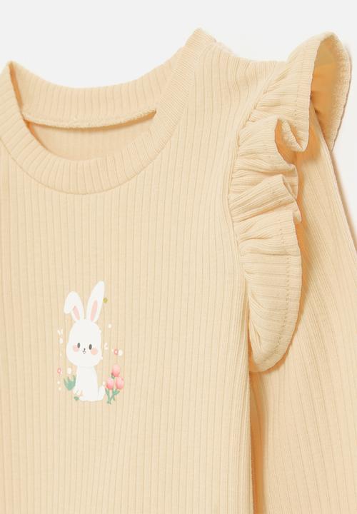 Pop Candy - Printed frilled top - neutral