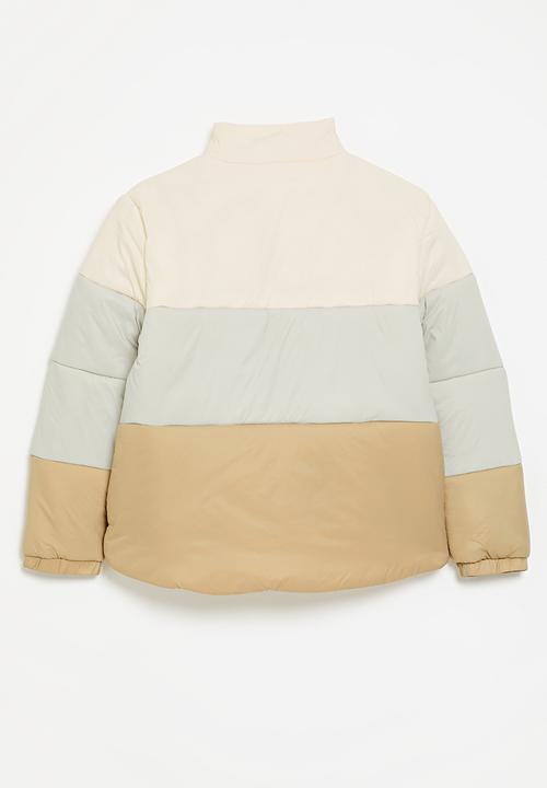 POLO - Girls bailey colour blocked puffer jacket - stone