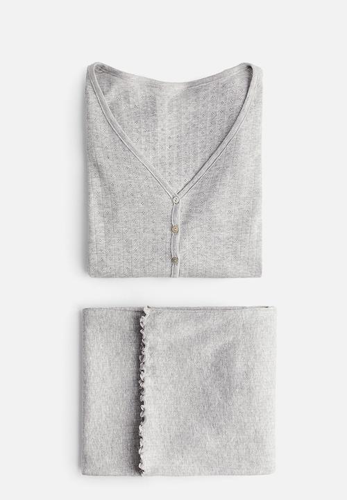 H&M - Pointelle jersey pyjamas -  light grey marl