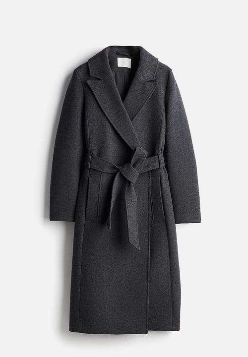 H&M - Tie-belt coat - dark grey
