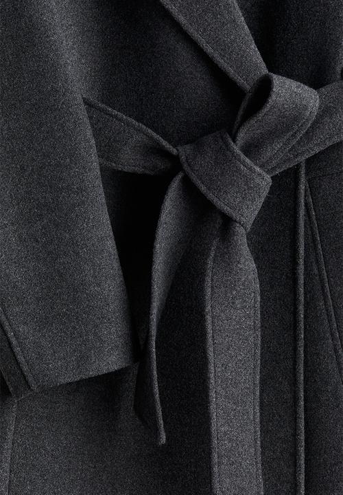 H&M - Tie-belt coat - dark grey