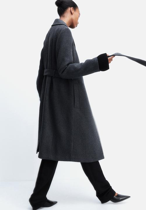 H&M - Tie-belt coat - dark grey