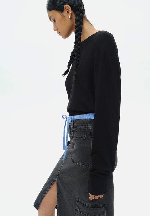 H&M - Short fine-knit jumper - black