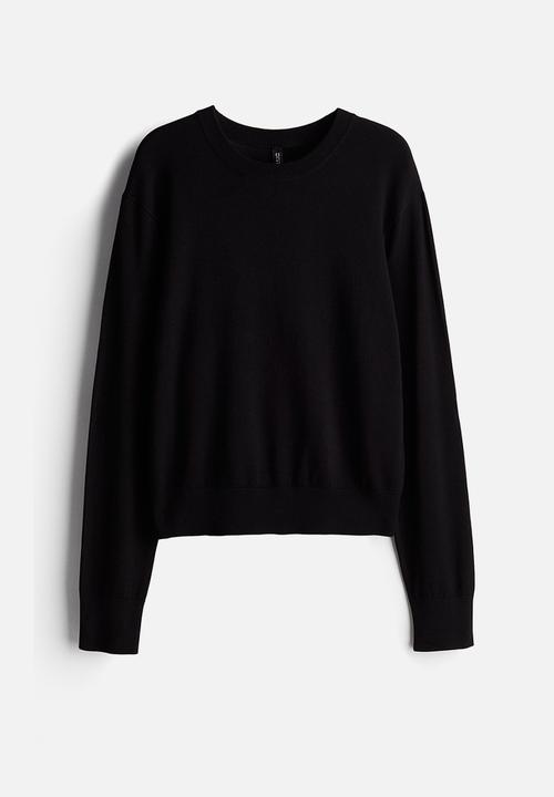 H&M - Short fine-knit jumper - black