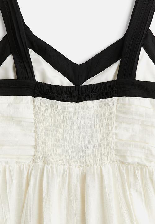 H&M - Pleated midi dress - white,multi