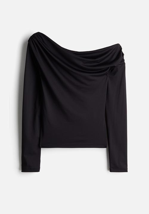 H&M - Draped off-the-shoulder top - black